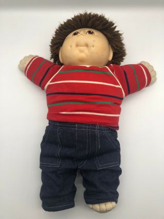 Vintage 1984 Mn Thomas Cabbage Patch Doll - Boy Diaper Red Shirt Jeans