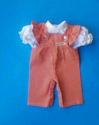 Vintage Cabbage Patch Doll Red & White Check Overalls White Blouse Clothes Cpk