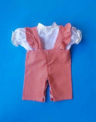 Vintage Cabbage Patch Doll Red & White Check Overalls White Blouse Clothes cpk 2