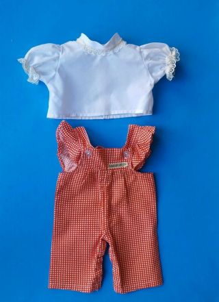 Vintage Cabbage Patch Doll Red & White Check Overalls White Blouse Clothes cpk 3