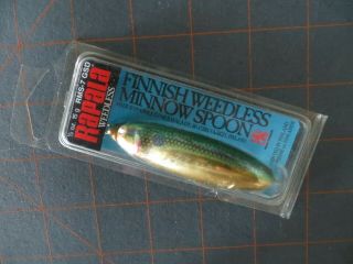 Vintage Mip Rapala Weedless Minnow Spoon - Green & Gold - 3 Inch