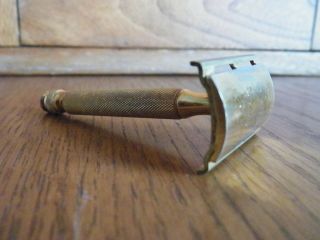 Antique,  Vintage Gillette Gold Tone Ball End Razor 1950’s Made In The U.  S.  A.