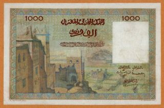 MOROCCO 1000 FRANCS 1952 VF FRENCH COLONIAL CURRENCY PICK 47 RARE BANKNOTE 2