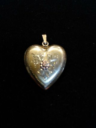 Antique Vintage 1/20 12k (gold Filled) Heart Locket 7/8 Inch Wide Picture Locket