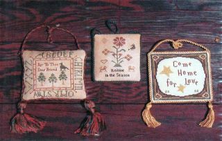 Handwork A Trio Of Ornaments 3 Cross Stitch Charts Primitive Samplers Rare