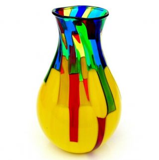 Signed X Rare World Class Murano Ballarin Coloured Pezzato Studio Freeform Vase