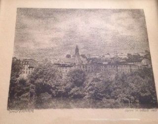 Vintage Small Framed Etching Litho Knuyanam By John H Wood 1955