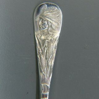Detroit Harbor Sterling Souvenir Spoon Indian Handle 3