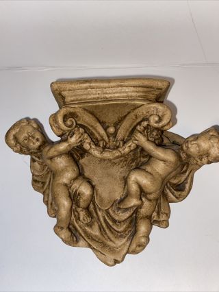 Vintage Pair Wall Shelf Sconce NAKED CHERUB ANGEL Heart SET FRENCH PROVINCIAL 3