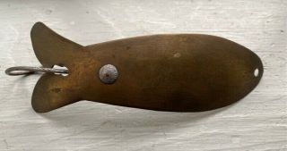 Vintage Brass Fish Shaped 5” Spoon Lure - Great Patina
