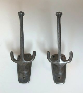 2 Vintage Or Antique Solid Cast Steel Coat Hooks