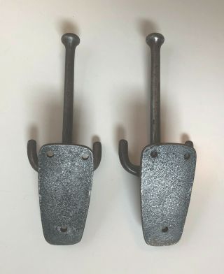2 Vintage or Antique Solid Cast Steel Coat Hooks 2