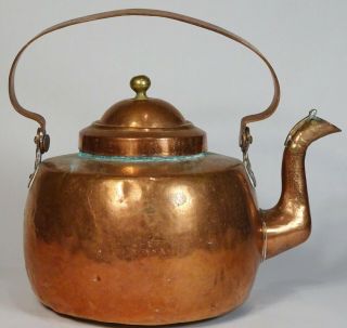 Antique - Vintage Rustic Copper Teapot,  Tea Kettle,  8.  5 " Tall,  Farmhouse Kitchen