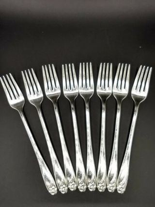Set Of 8 1847 Rogers Bros Silverplate Dinner Forks Daffodil Pattern