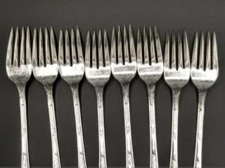 Set of 8 1847 Rogers Bros Silverplate Dinner Forks Daffodil Pattern 3