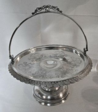 Antique Meriden Quadruple Silver Plate Footed Bride’s Wedding Basket