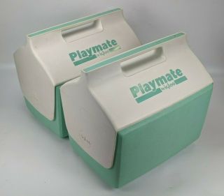 Igloo Playmate Green Cooler Set W/ Side Button - Vintage Ice Tiffany Rare