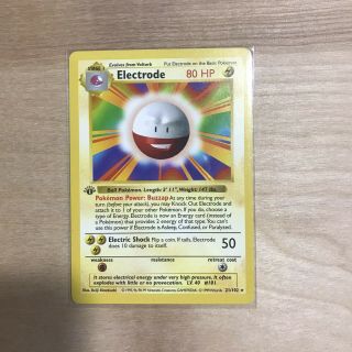 First Edition Electrode.  Shadowless.  Pokemon Card Rare.