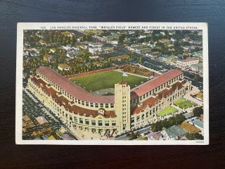 Antique Vtg Postcard Los Angeles Baseball Park Wrigley Field Angels