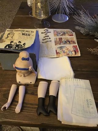 Vintage Meg Little Women Bisque Porcelain Doll Kit Head Feet Arms Pattern - Japan