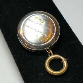 Antique RETRACTABLE Gold Filled Chain Pin Brooch Fob Eyeglass Pen Large Ring 2