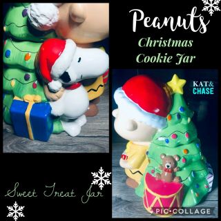 Peanuts Charlie Brown and Snoopy Cookie Jar Snack - Christmas Rare Gibson 3