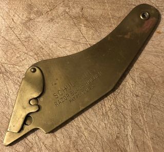 Antique 1920 - 30s Schul - Sons Razor Blade Holder Knife Brass Rug Cutting Tool Lqqk