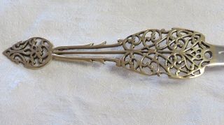 Vintage Italian Silver Plated Brass Serving Spoons Italy Ornate 3