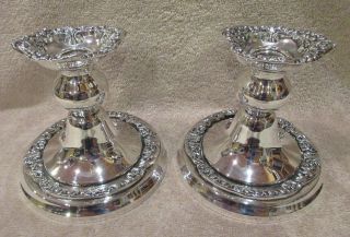 Antique Sheridan Silver On Copper Usa Candlestick Candle Holders -
