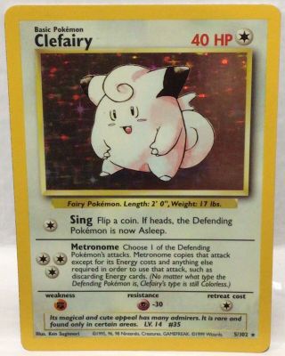 1999 Pokemon Clefairy 5/102 Rare Holo Vintage Catch ‘em All