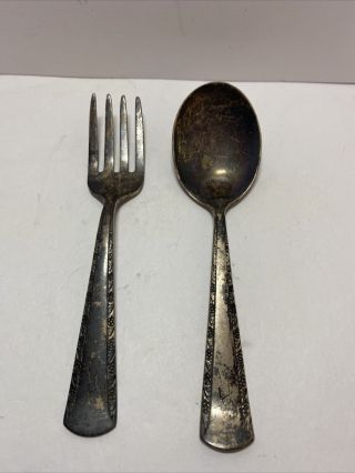 S&b Vintage Baby Sterling Silver Spoon/fork Set,  Saart Brothers