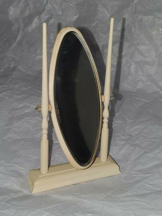 Miniature Dollhouse floor standing oval wood mirror - Shabby Chic painted white 3