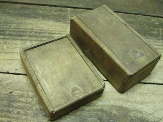 2 Antique Primitive Finger Jointed Slider Top Boxes