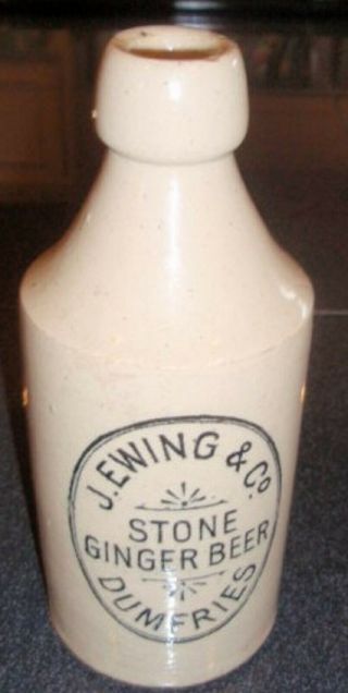 Antique J.  Ewing Stone Ginger Beer Bottle Dumfries Scotland