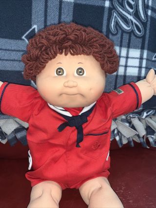 Vintage Cabbage Patch Boy Brownish Red Hair,  Brown Eyes.  Sailor Outfit