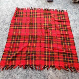 Vintage Faribo Woolen Mills Wool Red Tartan Plaid Blanket 52 X 52 Throw Loomed 3