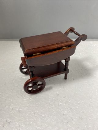 Vintage Kitchen Dollhouse Wood Tea Serving Cart Drop Leaf Ne1:12
