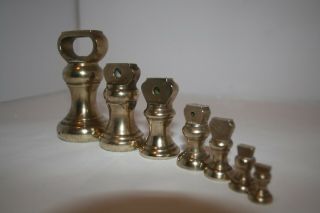 Vintage Brass Bell Weights Set Of 7