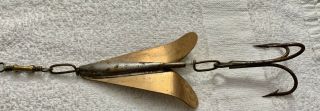 Vintage Antique 10” Copper & Chrome Sallcock Co Spinner Lure Treble Hook 2 Sided