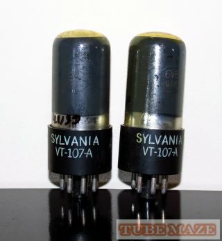 Rare Matched Pair Sylvania 6v6gt/vt - 107a Smoked Glass Tubes - Test Nos