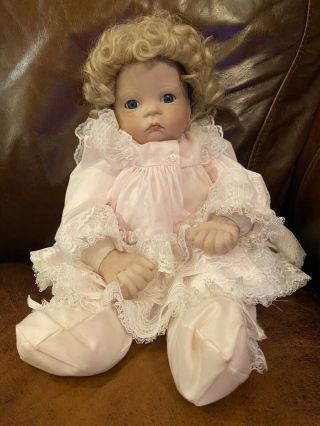 Vintage Antique 20” Doll Bean Bag Body Porcelain Head And Hands