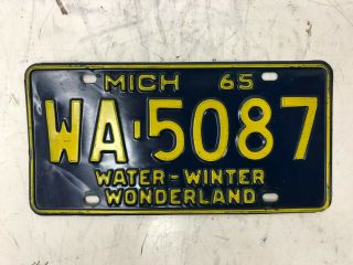 Antique Michigan 1965 Car License Plate Tag 65 Chevy Ford Mustang