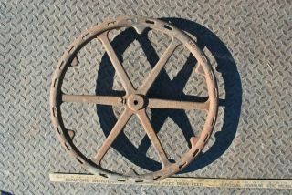 Rare Vintage Gas Prairie Tractor Steam Engine Cast Iron Steering Wheel