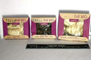 Vintage Doll Wigs Dollspart 2 - Size 10 Girl Doll 1 - Size 11 Baby Doll