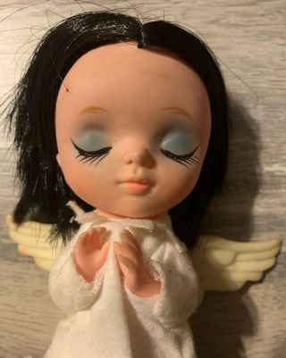 Vintage 1967 Kamar big eye praying angel ornament 60s Japan doll Blythe toy 2