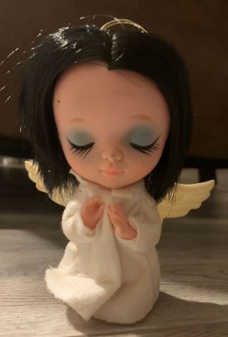 Vintage 1967 Kamar big eye praying angel ornament 60s Japan doll Blythe toy 3