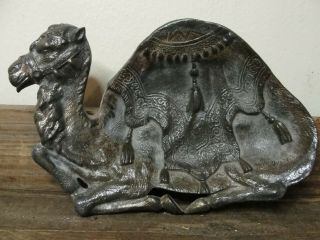 Antique Cast Iron Calling Card Tray Or Ashtray Of Resting Camel