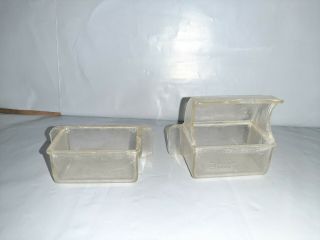 2 Vtg Crown Plastic Bird Cage Feeder/seed/water Cups Made In Usa