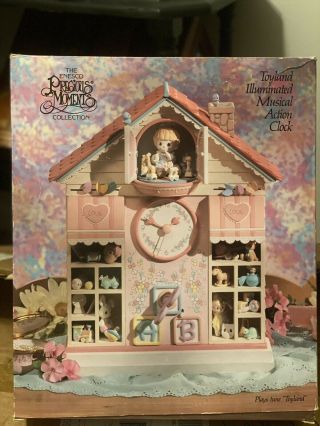 Rare 1991 Enesco Precious Moments Toyland Illuminated Musical Action Clock