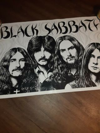 Vintage Rare Black Sabbath Poster In Black And White.  Rare.  Collectable